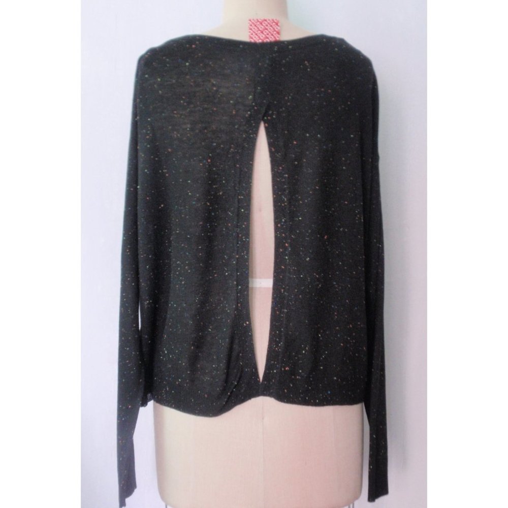 H&M BLACK FLECKED OPEN BACK SWEATER KNIT TOP 12